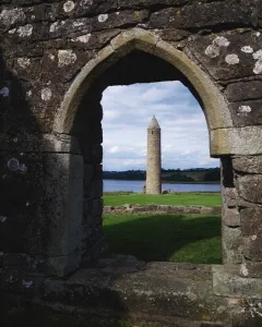 Devenish Monastic Site, Lower Lough Erne, Ireland; Medieval Monastic Site With Round Devenish Monastic Site, Lower Lough Erne, Ireland; Medieval Monastic Site With Round