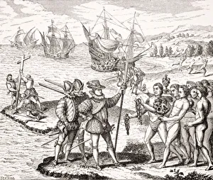 Discovery Of America, 12Th Of May, 1492. Columbus Erects The Cross And Baptizes The Isle Discovery Of America, 12Th Of May, 1492. Columbus Erects The Cross And Baptizes The Isle