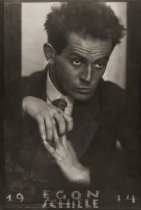Egon Schiele, 1890 - 1918, an Austrian painter. After a 1914 portrait by Austrian born Czech photographer Anton Josef Egon Schiele, 1890 - 1918, an Austrian painter. After a 1914 portrait by Austrian born Czech photographer Anton Josef