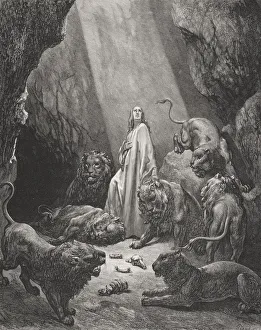 Engraving From The Dore Bible Illustrating Daniel Vi 16 And 17 Daniel In The Den Engraving From The Dore Bible Illustrating Daniel Vi 16 And 17 Daniel In The Den
