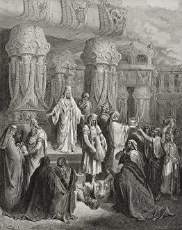 Engraving From The Dore Bible Illustrating Ezra I 7 To 11 Cyrus Restoring The Vessels Engraving From The Dore Bible Illustrating Ezra I 7 To 11 Cyrus Restoring The Vessels