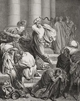 Engraving From The Dore Bible Illustrating Luke Xix 45 And 46 The Buyers And Sellers Engraving From The Dore Bible Illustrating Luke Xix 45 And 46 The Buyers And Sellers