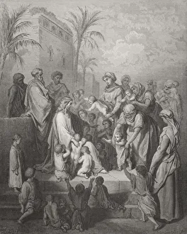 Engraving From The Dore Bible Illustrating Mark X 13 To 16 Jesus Blessing The Children Engraving From The Dore Bible Illustrating Mark X 13 To 16 Jesus Blessing The Children