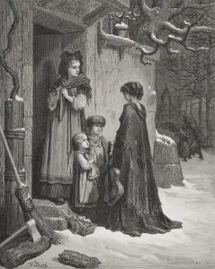 Engraving Illustrating The Grasshopper And The Ant By Gustave Dore 1832-1883 French Engraving Illustrating The Grasshopper And The Ant By Gustave Dore 1832-1883 French