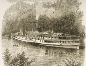 Excursion Steamer On The Hudson River New York State In The 1870S Excursion Steamer On The Hudson River New York State In The 1870S