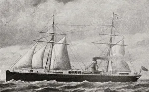One of the first Atlantic twin-screw steamers. A twin-screw steamer (or steamship) One of the first Atlantic twin-screw steamers. A twin-screw steamer (or steamship)