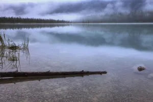 Foggy Morning With Clouds Over Emerald Lake, Yoho National Park, British Columbia Foggy Morning With Clouds Over Emerald Lake, Yoho National Park, British Columbia