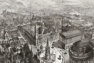 General View Of Birmingham, West Midlands, England In The 19th Century Showing The Council House General View Of Birmingham, West Midlands, England In The 19th Century Showing The Council House