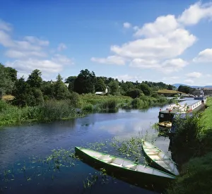 Graiguenamanagh, River Barrow, Co Carlow, Ireland; Boats In The River That Flows Graiguenamanagh, River Barrow, Co Carlow, Ireland; Boats In The River That Flows