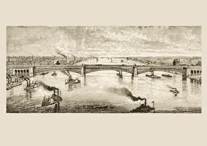 Great Steel Bridge Crossing Mississippi River At St Louis Missouri In 1870S Great Steel Bridge Crossing Mississippi River At St Louis Missouri In 1870S