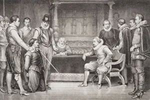 The Gunpowder Plot. Guy Fawkes Interrogated By James I And His Council In The Kings The Gunpowder Plot. Guy Fawkes Interrogated By James I And His Council In The Kings