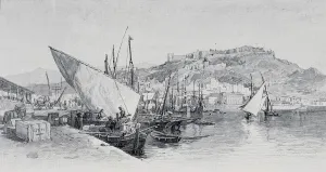 Harbour, Malaga, Spain, By Edward T. Compton (1849-1921 Harbour, Malaga, Spain, By Edward T. Compton (1849-1921