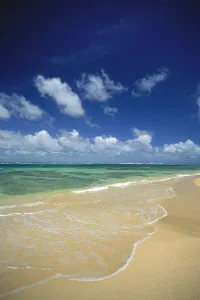 Hawaii, Kauai, North Shore, Clear Shoreline, Sand At Haena Beach A32A Hawaii, Kauai, North Shore, Clear Shoreline, Sand At Haena Beach A32A