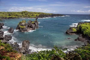 Hawaii, Maui, Hana, View of the Waianapanapa coastline Hawaii, Maui, Hana, View of the Waianapanapa coastline
