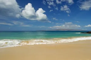 Hawaii, Maui, Makena State Park, Oneloa (Big Beach), West Maui Mountains In Distance Hawaii, Maui, Makena State Park, Oneloa (Big Beach), West Maui Mountains In Distance