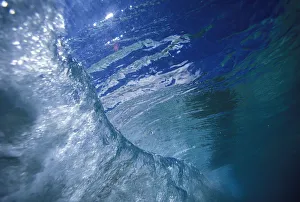 Hawaii, View Of A Wave From Underwater Looking At Surface Down The Curl Hawaii, View Of A Wave From Underwater Looking At Surface Down The Curl