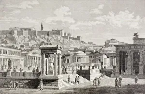 Imaginary View Of The Market Place, Of Agora In Athens, Ancient Greece. From El Mundo Ilustrado, Published Barcelona Imaginary View Of The Market Place, Of Agora In Athens, Ancient Greece. From El Mundo Ilustrado, Published Barcelona