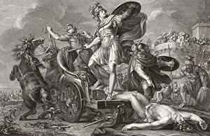 After killing Hector in hand-to-hand combat as revenge for the death of his friend Patroclus After killing Hector in hand-to-hand combat as revenge for the death of his friend Patroclus