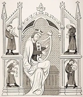 King David Playing On The Lyre Surrounded By Four Musicians King David Playing On The Lyre Surrounded By Four Musicians