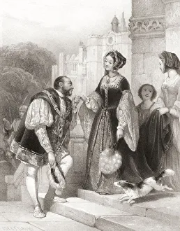 King Henry VIII of England meeting with Anne Boleyn. After a 19th century work by Jules David King Henry VIII of England meeting with Anne Boleyn. After a 19th century work by Jules David