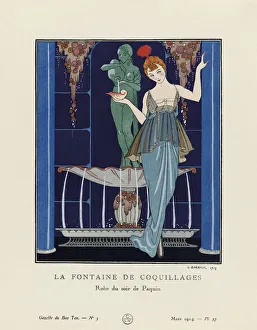 La Fontaine de Coquillages. The Fountain of Shells. Robe du soir de Paquin. Evening dress by Paquin La Fontaine de Coquillages. The Fountain of Shells. Robe du soir de Paquin. Evening dress by Paquin