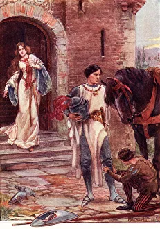 Lancelot And Elaine. Coloured Illustration From The Book The Gateway To Tennyson Lancelot And Elaine. Coloured Illustration From The Book The Gateway To Tennyson