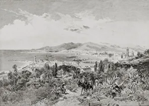 Malaga, Spain Looking West, By Edward T.Compton (1849-1921) From The Picturesque Malaga, Spain Looking West, By Edward T.Compton (1849-1921) From The Picturesque