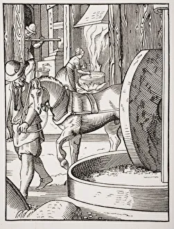 The Manufacture Of Oil. 19Th Century Copy Of Work Drawn And Engraved By Jost Amman The Manufacture Of Oil. 19Th Century Copy Of Work Drawn And Engraved By Jost Amman