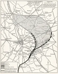 Map Showing The Ypres Salient Before And After The Second Battle Of Ypres April And May 13 1915 Map Showing The Ypres Salient Before And After The Second Battle Of Ypres April And May 13 1915