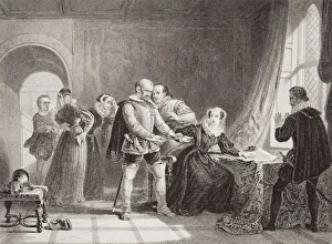 Mary Queen Of Scots Compelled To Sign Her Abdication In Lochleven Castle, 1567 Mary Queen Of Scots Compelled To Sign Her Abdication In Lochleven Castle, 1567