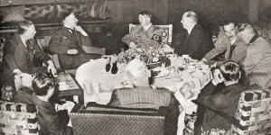 The meeting between Neville Chamberlain, centre left, and Adolph Hitler, centre right, Berchtesgaden, Germany The meeting between Neville Chamberlain, centre left, and Adolph Hitler, centre right, Berchtesgaden, Germany