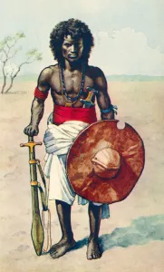 A member of the Hadendoa or Hadendowa tribe in Africa. These Beja people gained the the name 'Fuzzy-Wuzzy' A member of the Hadendoa or Hadendowa tribe in Africa. These Beja people gained the the name 'Fuzzy-Wuzzy'