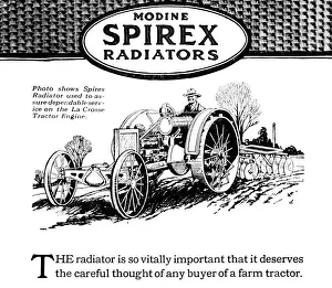 Modine Spirex Radiator Advertisement With Illustration Of Farmer On Tractor From Early Modine Spirex Radiator Advertisement With Illustration Of Farmer On Tractor From Early