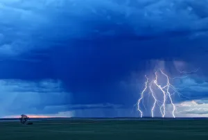 Multiple Lightning Strikes During A Storm Near Val Marie, Saskatchewan Multiple Lightning Strikes During A Storm Near Val Marie, Saskatchewan