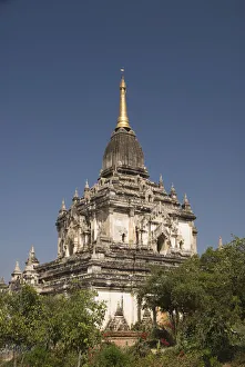 Myanmar, Bagan, Gawdawpalin Pahto, Detail of roof and treetops Myanmar, Bagan, Gawdawpalin Pahto, Detail of roof and treetops