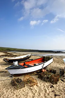 Northumberland, England; Fishing Boats And Nets On Shore Northumberland, England; Fishing Boats And Nets On Shore