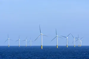 Offshore wind farm in the North Sea at IJmuiden, Netherlands Offshore wind farm in the North Sea at IJmuiden, Netherlands