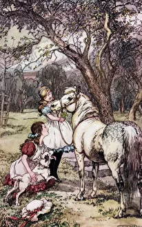 In The Orchard. Illustration By Lucy Kemp Welch From The Book Black Beauty By A. Sewell Published 1915 In The Orchard. Illustration By Lucy Kemp Welch From The Book Black Beauty By A. Sewell Published 1915