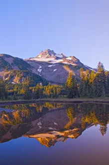 Oregon, United States Of America; Mt. Jefferson Reflected In A Lake In Jefferson Park Oregon, United States Of America; Mt. Jefferson Reflected In A Lake In Jefferson Park