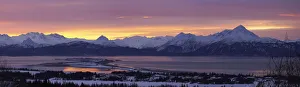 Panorama Of Homer & Homer Spit @ Sunrise W/Kenai Mountains Kenai Peninsula Alaska Panorama Of Homer & Homer Spit @ Sunrise W/Kenai Mountains Kenai Peninsula Alaska