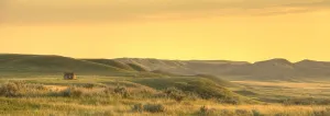Panoramic Of Old Homestead In Grasslands National Park At Sunset, Saskatchewan Panoramic Of Old Homestead In Grasslands National Park At Sunset, Saskatchewan