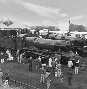 People viewing the 7808 Cookham Manor, a Great Western Railway 7800 Manor Class steam locomotive People viewing the 7808 Cookham Manor, a Great Western Railway 7800 Manor Class steam locomotive