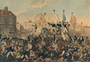 The Peterloo Massacre. The massacre took place on August 16, 1819 at St Peter's Field, Manchester, England The Peterloo Massacre. The massacre took place on August 16, 1819 at St Peter's Field, Manchester, England