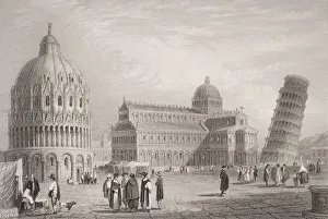 Pisa, Italy showing from left the Baptistry, the Duomo and the Leaning Tower Pisa, Italy showing from left the Baptistry, the Duomo and the Leaning Tower
