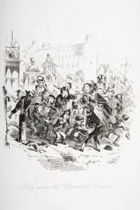 Polly Rescues The Charitable Grinder. Illustration From The Charles Dickens Novel Polly Rescues The Charitable Grinder. Illustration From The Charles Dickens Novel