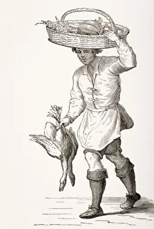The Poultry Dealer. 19Th Century Copy Of 16Th Century Woodcut By Cesare Vecellio The Poultry Dealer. 19Th Century Copy Of 16Th Century Woodcut By Cesare Vecellio