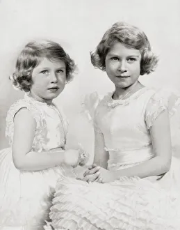 Queen Elizabeth Ii, Right, As A Princess Circa. 1937 And Princess Margaret, Left Queen Elizabeth Ii, Right, As A Princess Circa. 1937 And Princess Margaret, Left