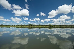 Liwonde Collection: Reflections Across The Calm Waters Of The Shire River, Liwonde National Park; Malawi