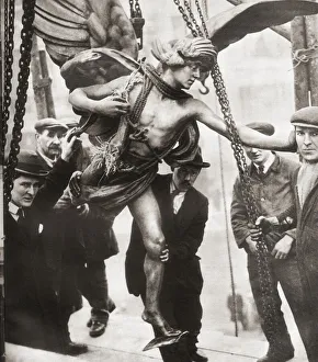 The removal of the statue of Eros from Piccadilly Circus to Embankment Gardens in 1925 during the reconstruction of The removal of the statue of Eros from Piccadilly Circus to Embankment Gardens in 1925 during the reconstruction of