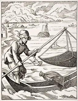The River Fisherman. 19Th Century Copy Of Picture Designed And Engraved In 16Th Century The River Fisherman. 19Th Century Copy Of Picture Designed And Engraved In 16Th Century